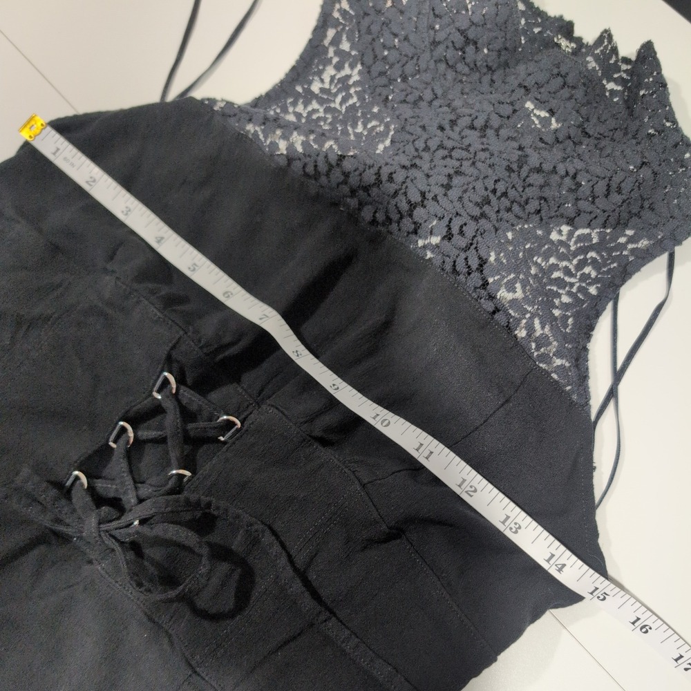 Intimately Free People Black Lace Mock Neck Corset Mini Dress Open Back Medium - Picture 8 of 11